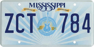 MS license plate ZCT784