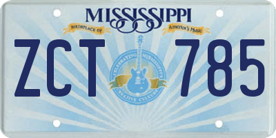 MS license plate ZCT785