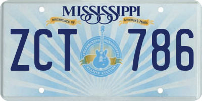MS license plate ZCT786