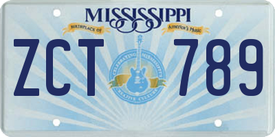 MS license plate ZCT789