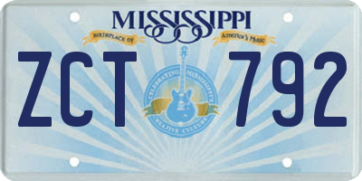 MS license plate ZCT792