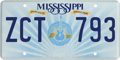 MS license plate ZCT793