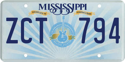 MS license plate ZCT794