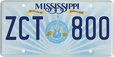 MS license plate ZCT800