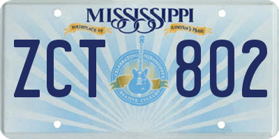 MS license plate ZCT802