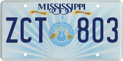 MS license plate ZCT803