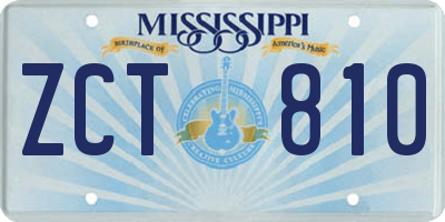 MS license plate ZCT810