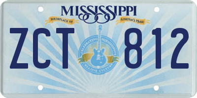 MS license plate ZCT812