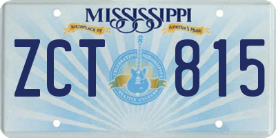 MS license plate ZCT815
