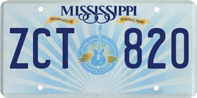 MS license plate ZCT820