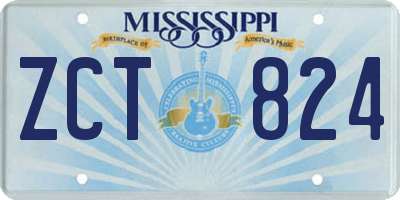 MS license plate ZCT824