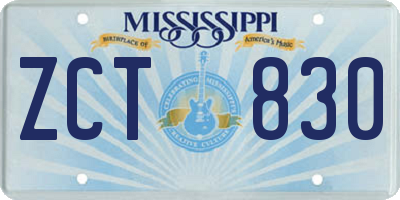 MS license plate ZCT830