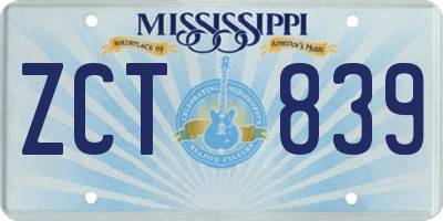MS license plate ZCT839