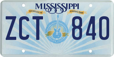 MS license plate ZCT840