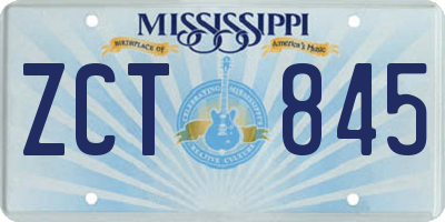 MS license plate ZCT845
