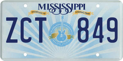 MS license plate ZCT849