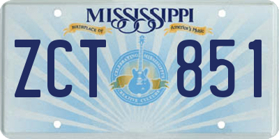 MS license plate ZCT851