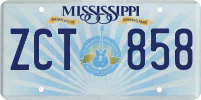 MS license plate ZCT858