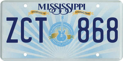 MS license plate ZCT868
