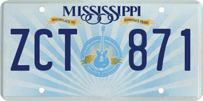 MS license plate ZCT871