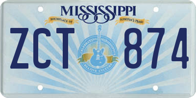 MS license plate ZCT874