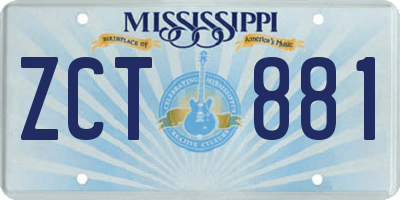 MS license plate ZCT881