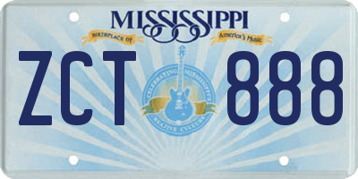 MS license plate ZCT888