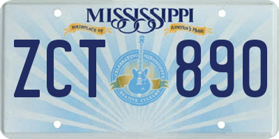MS license plate ZCT890