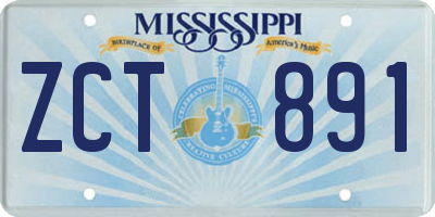 MS license plate ZCT891