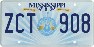 MS license plate ZCT908
