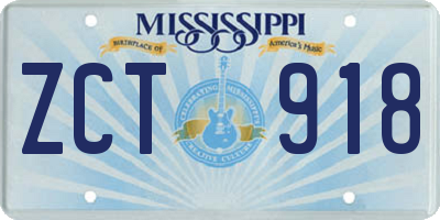 MS license plate ZCT918