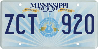 MS license plate ZCT920