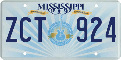 MS license plate ZCT924