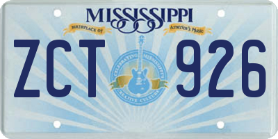 MS license plate ZCT926