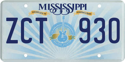 MS license plate ZCT930