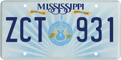 MS license plate ZCT931