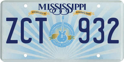 MS license plate ZCT932
