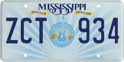 MS license plate ZCT934
