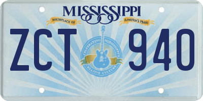 MS license plate ZCT940