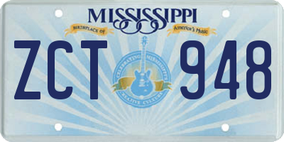 MS license plate ZCT948