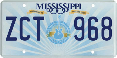MS license plate ZCT968