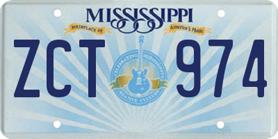 MS license plate ZCT974