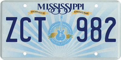 MS license plate ZCT982