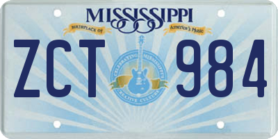 MS license plate ZCT984