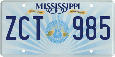 MS license plate ZCT985
