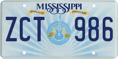 MS license plate ZCT986