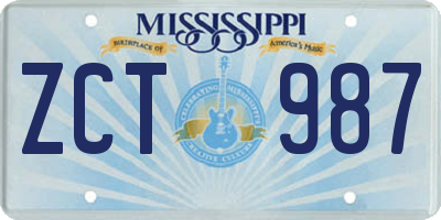 MS license plate ZCT987