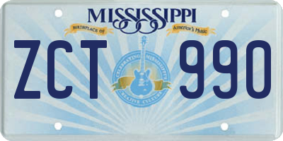 MS license plate ZCT990