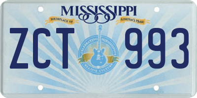 MS license plate ZCT993