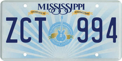 MS license plate ZCT994